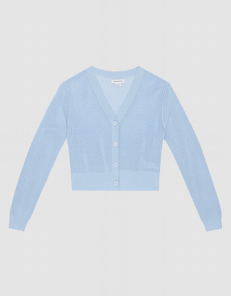 Cardigan Urban Revivo Tricoté Button Up Femme Bleu | TZJ7275MX