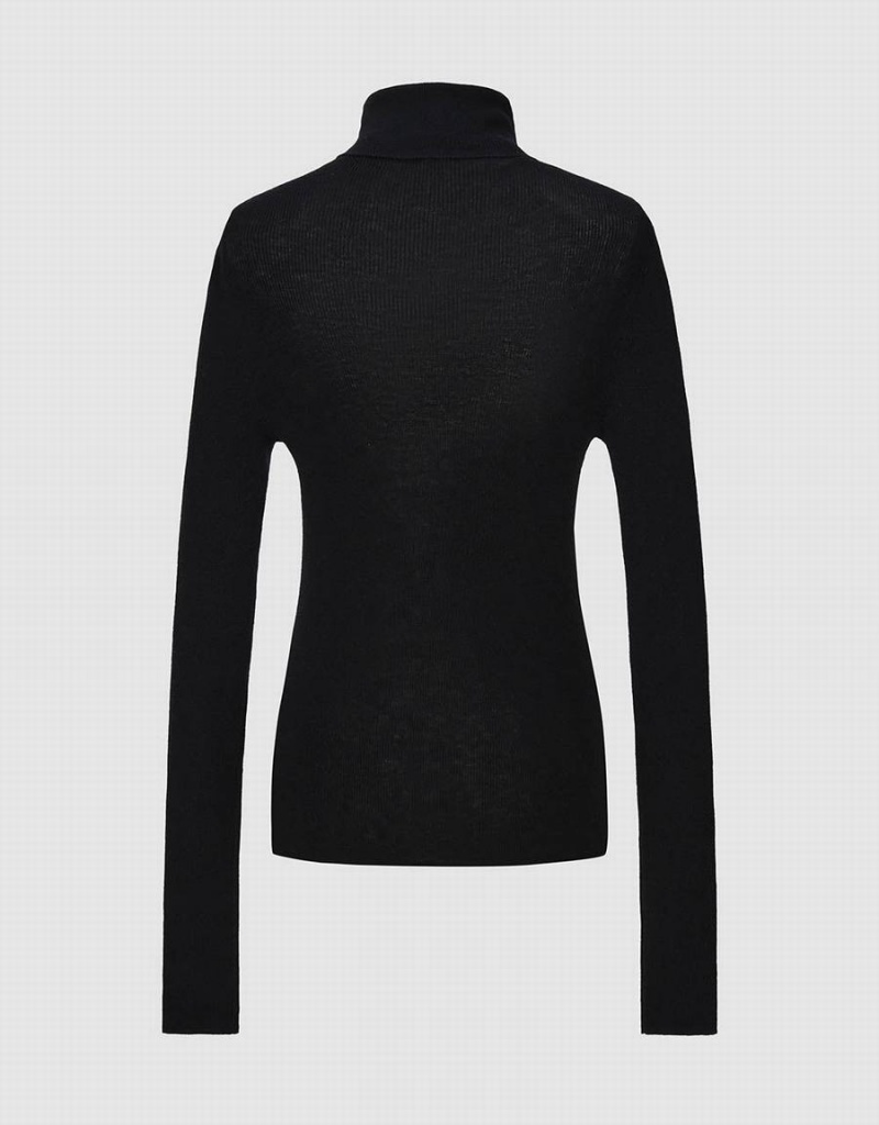 Cardigan Urban Revivo Turtle Neck Tricoté Femme Noir | JZL183WY