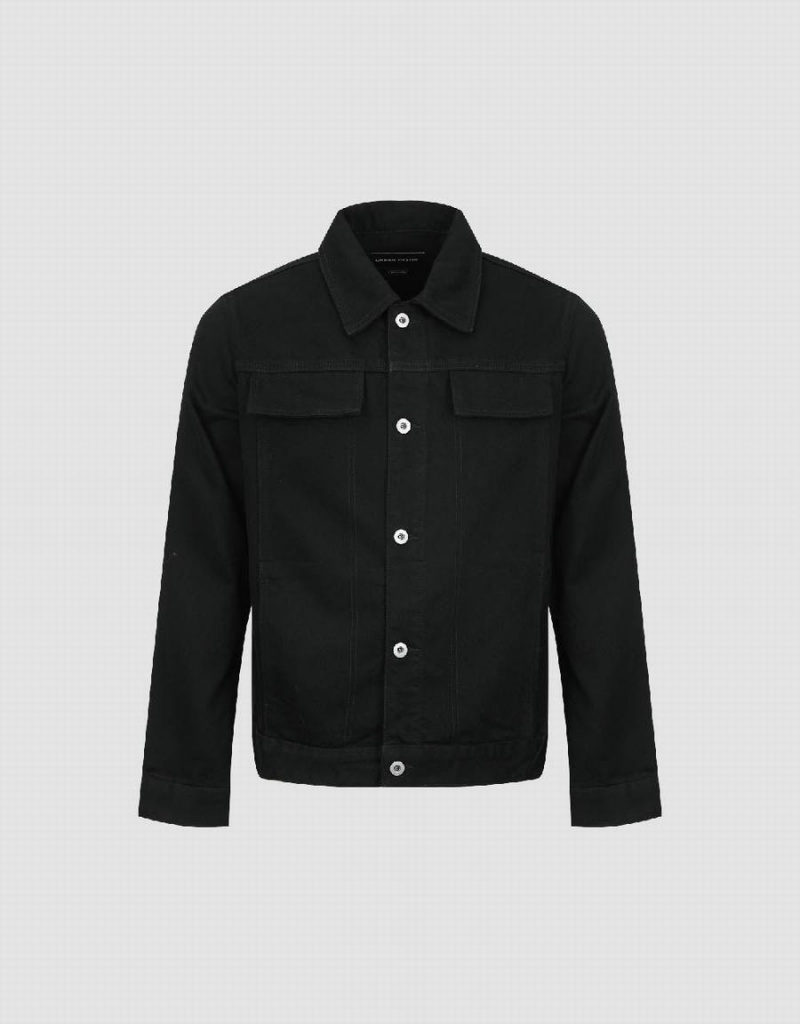 Chemises Urban Revivo Button Up Droit Denim Homme Noir | LPG6566PI