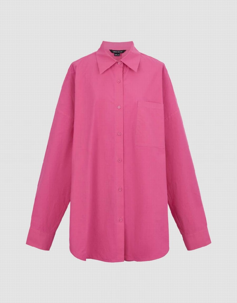 Chemises Urban Revivo Button Up Loose Femme Rose Rouge | BLJ4776EB