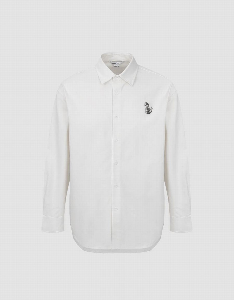 Chemises Urban Revivo Button Up Loose Homme Blanche | NEY166YA