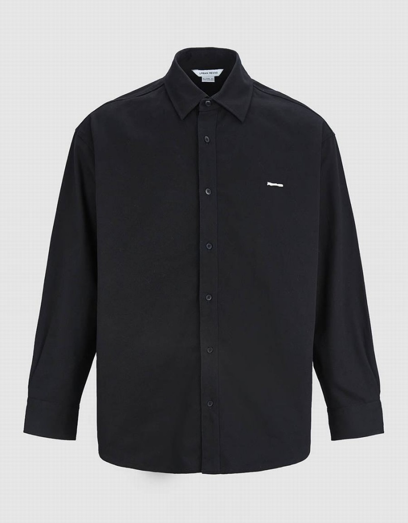 Chemises Urban Revivo Button Up Loose Homme Noir | HZO7943CI