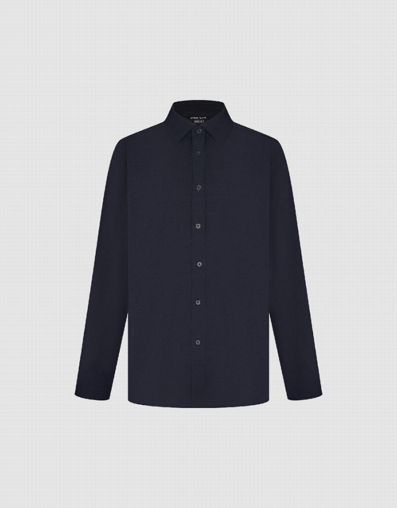 Chemises Urban Revivo Button Up Loose Homme Bleu | QQU634WC