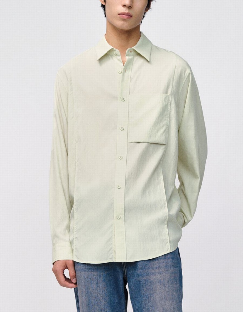 Chemises Urban Revivo Button Up Loose Homme Vert | OWE8767YW