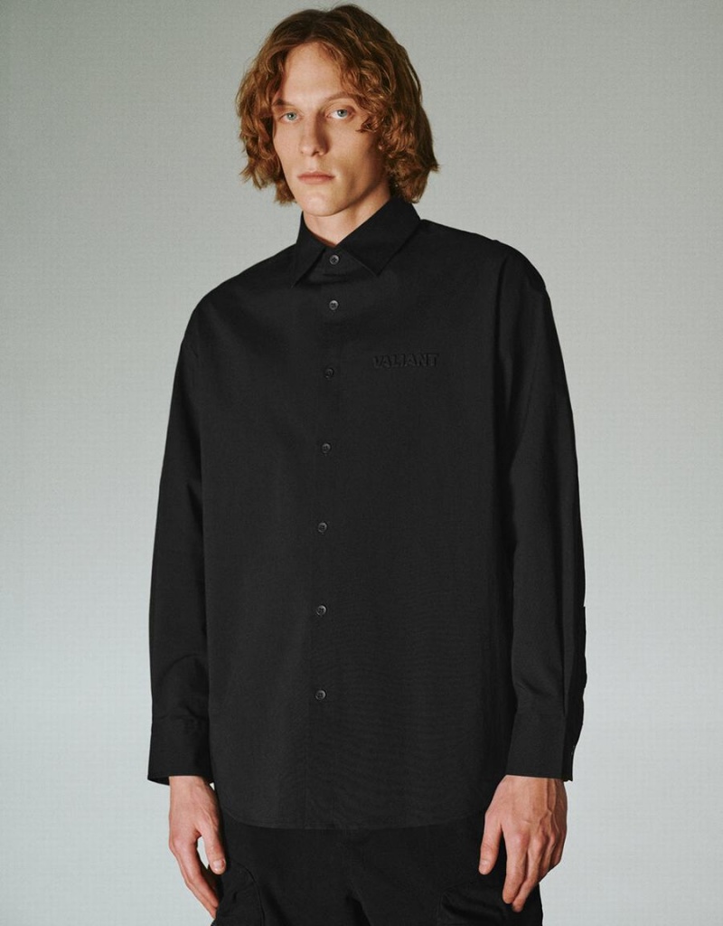 Chemises Urban Revivo Button Up Oversized Homme Noir | MVP3948JL