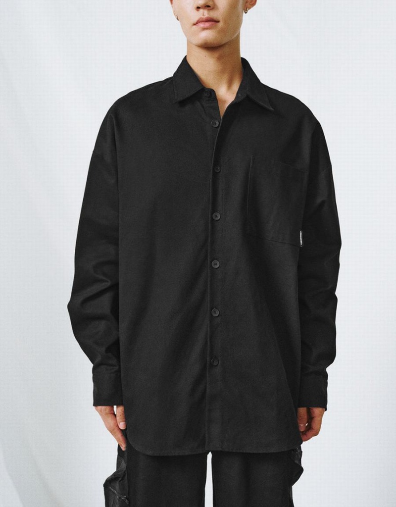 Chemises Urban Revivo Button Up Oversized Homme Noir | OEH4837JE