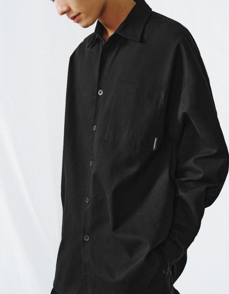 Chemises Urban Revivo Button Up Oversized Homme Noir | OEH4837JE