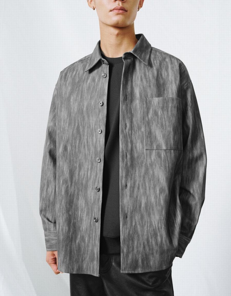 Chemises Urban Revivo Button Up Printed Homme Grise | KSH3098QP