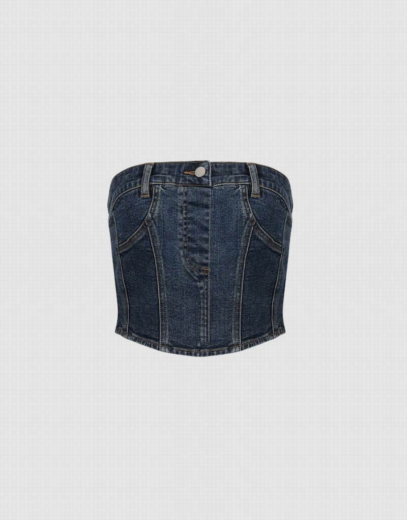 Chemises Urban Revivo Denim Top Femme Bleu | PSD9764GF