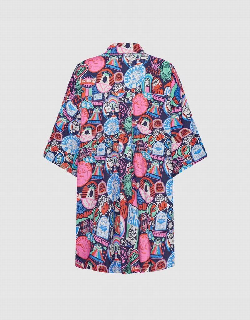 Chemises Urban Revivo Minions Allover Print Button Up Femme Grise | RZU9919HI