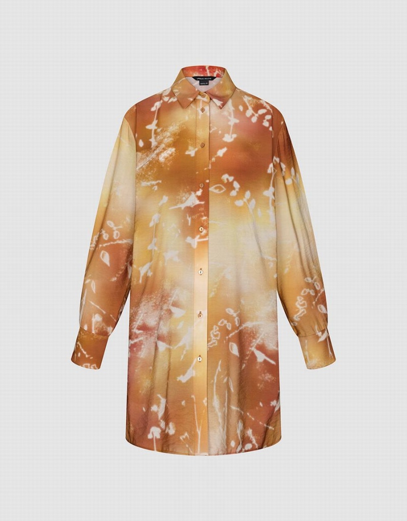 Chemises Urban Revivo Printed Droit Loose Femme Orange | VCP8110IS