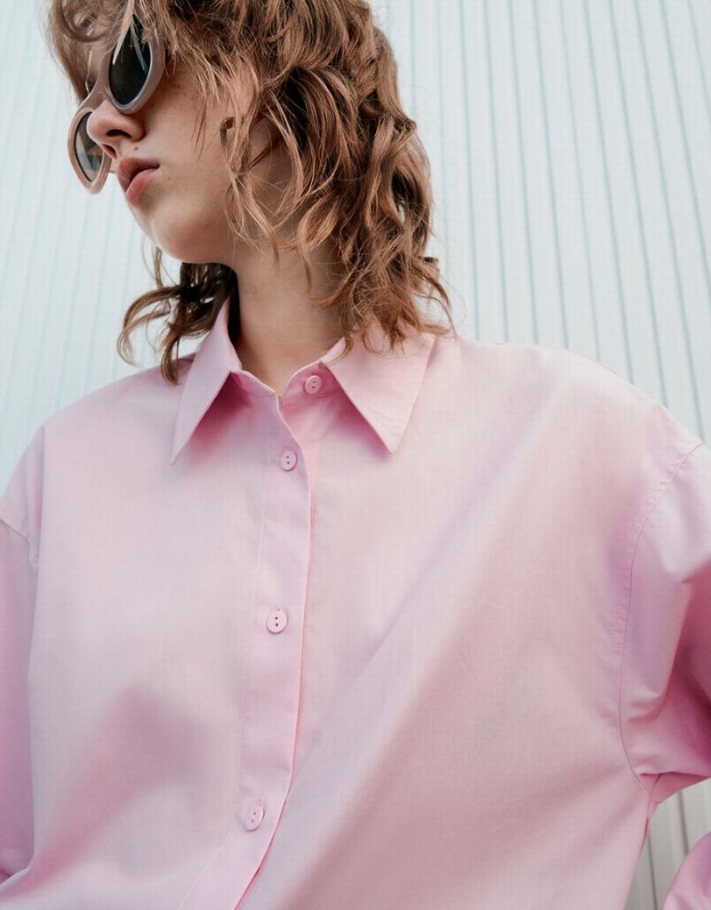 Chemises Urban Revivo Standard Sleeve Button Up Femme Rose | VRP7534MU