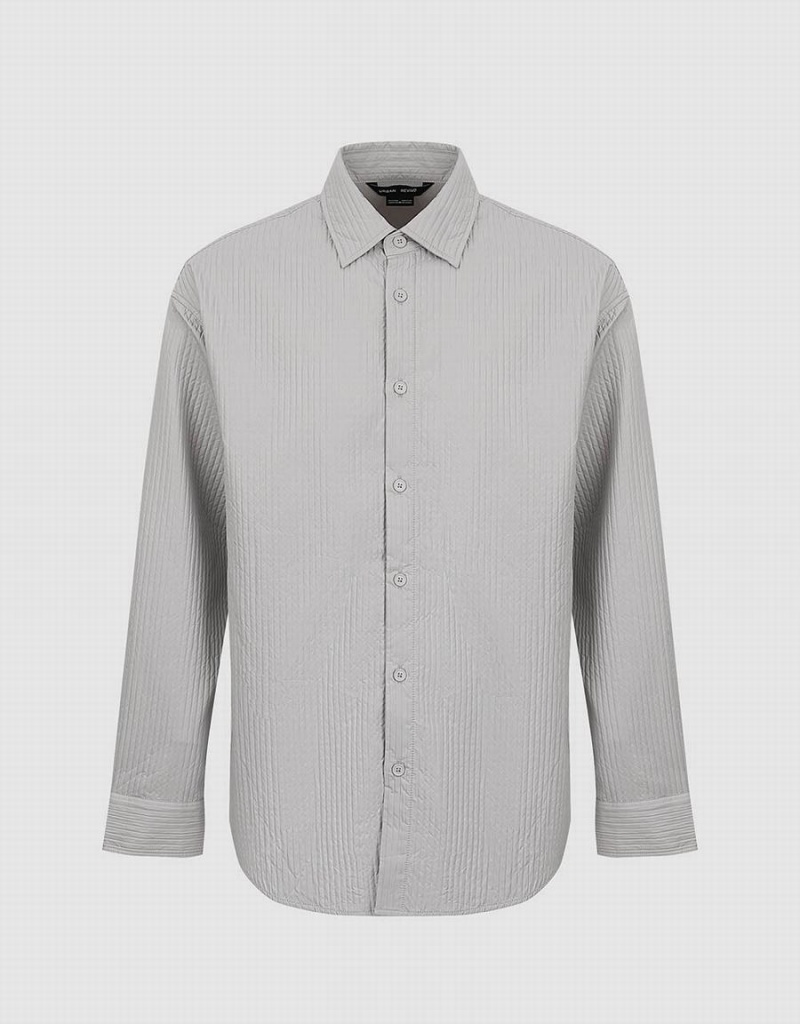 Chemises Urban Revivo Textured Button Up Loose Homme Grise Clair | ULS4921RQ