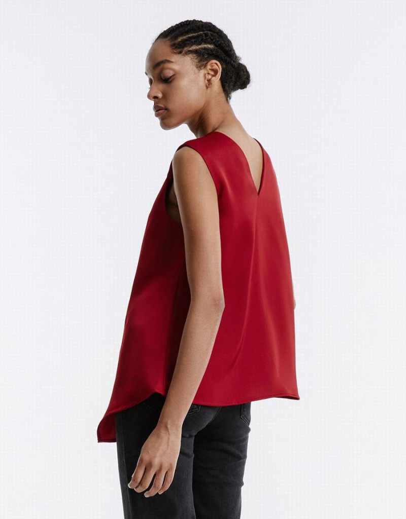 Chemisier Urban Revivo Asymmetrical Hem Femme Rouge | OKO9948QU