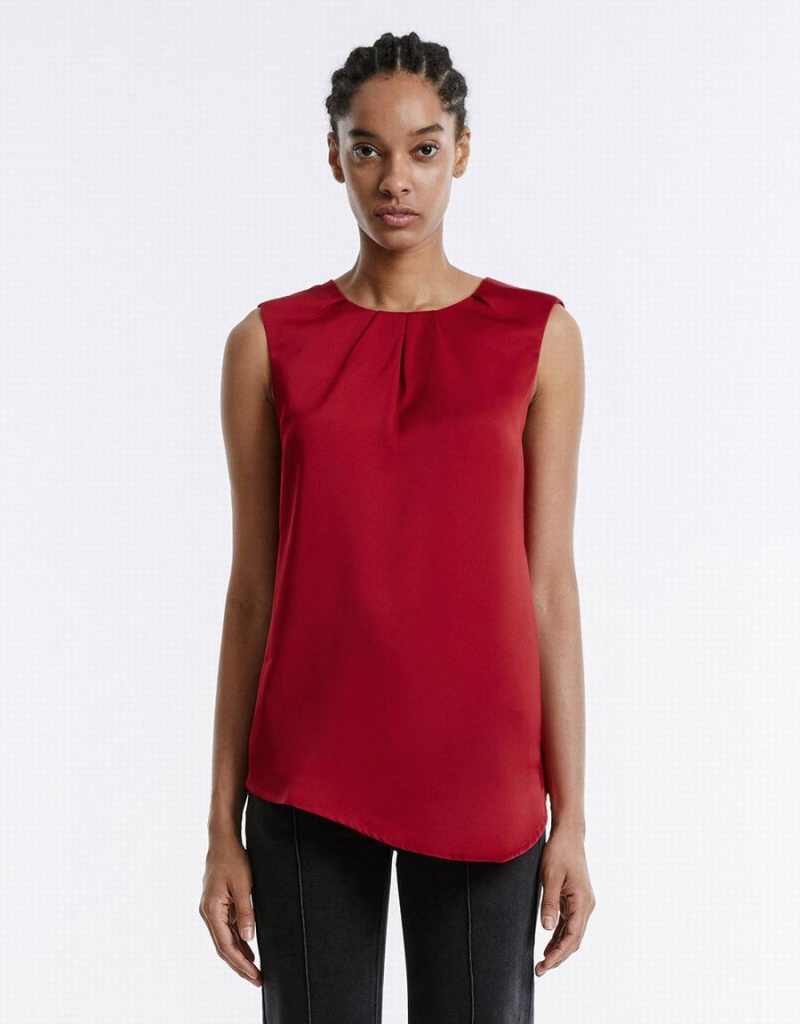 Chemisier Urban Revivo Asymmetrical Hem Femme Rouge | OKO9948QU