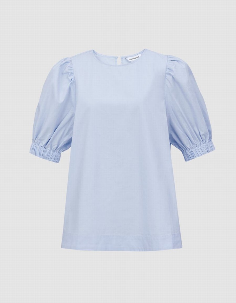 Chemisier Urban Revivo Plain Puff Sleeve Femme Bleu | KOR5625FF