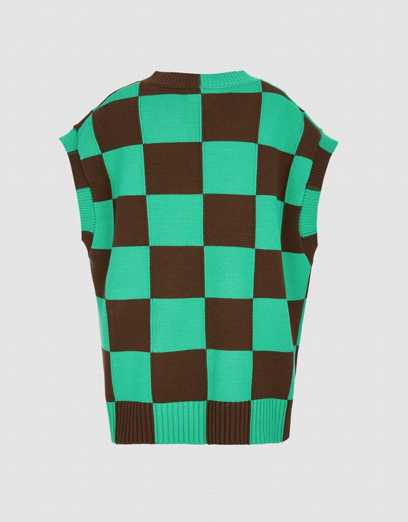 Debardeur Urban Revivo Checkered Femme Vert | ONO1233HG