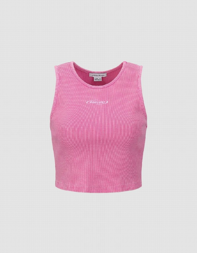 Debardeur Urban Revivo Crew Neck Femme Rose | PYI9420ZU