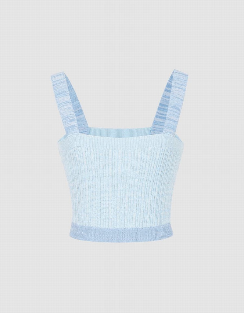 Debardeur Urban Revivo Nervuré Knit Cami Femme Bleu | CHN1877UA