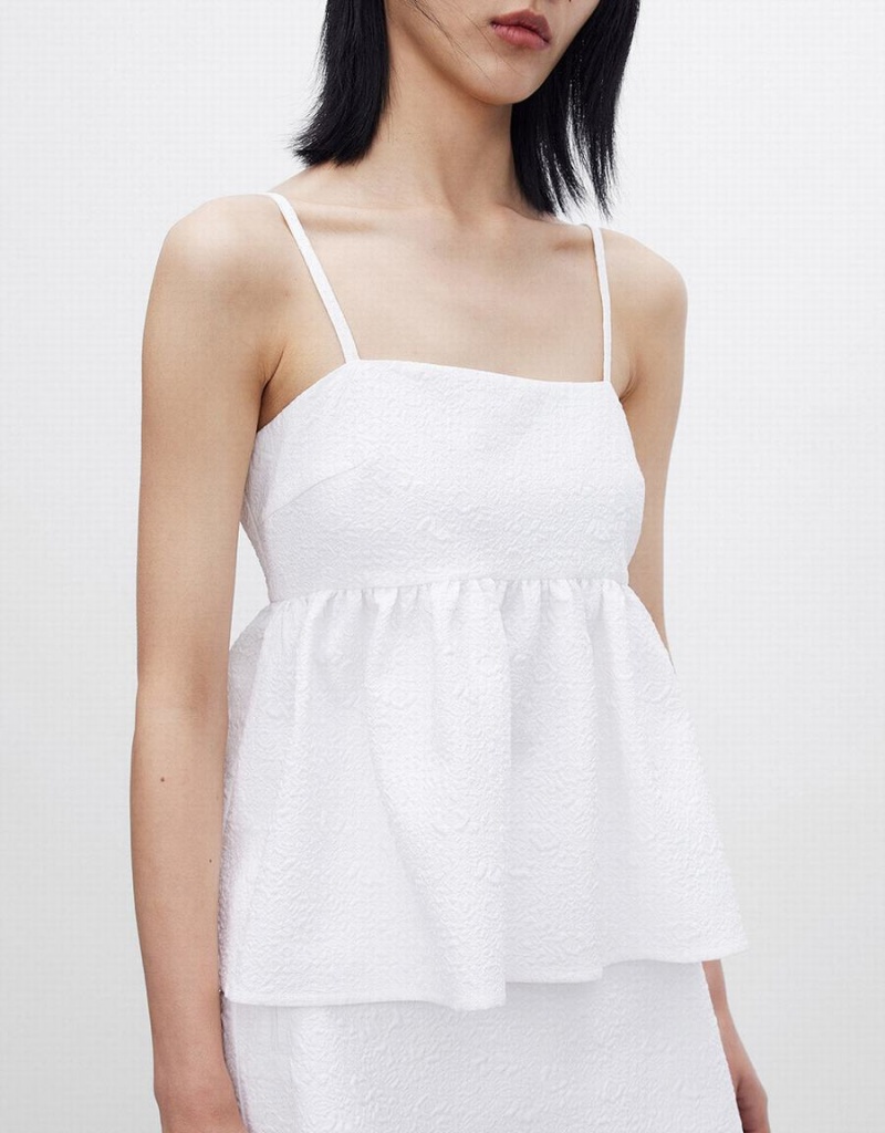 Debardeur Urban Revivo Ruffle Hem Cami Femme Blanche | SOK8478HH