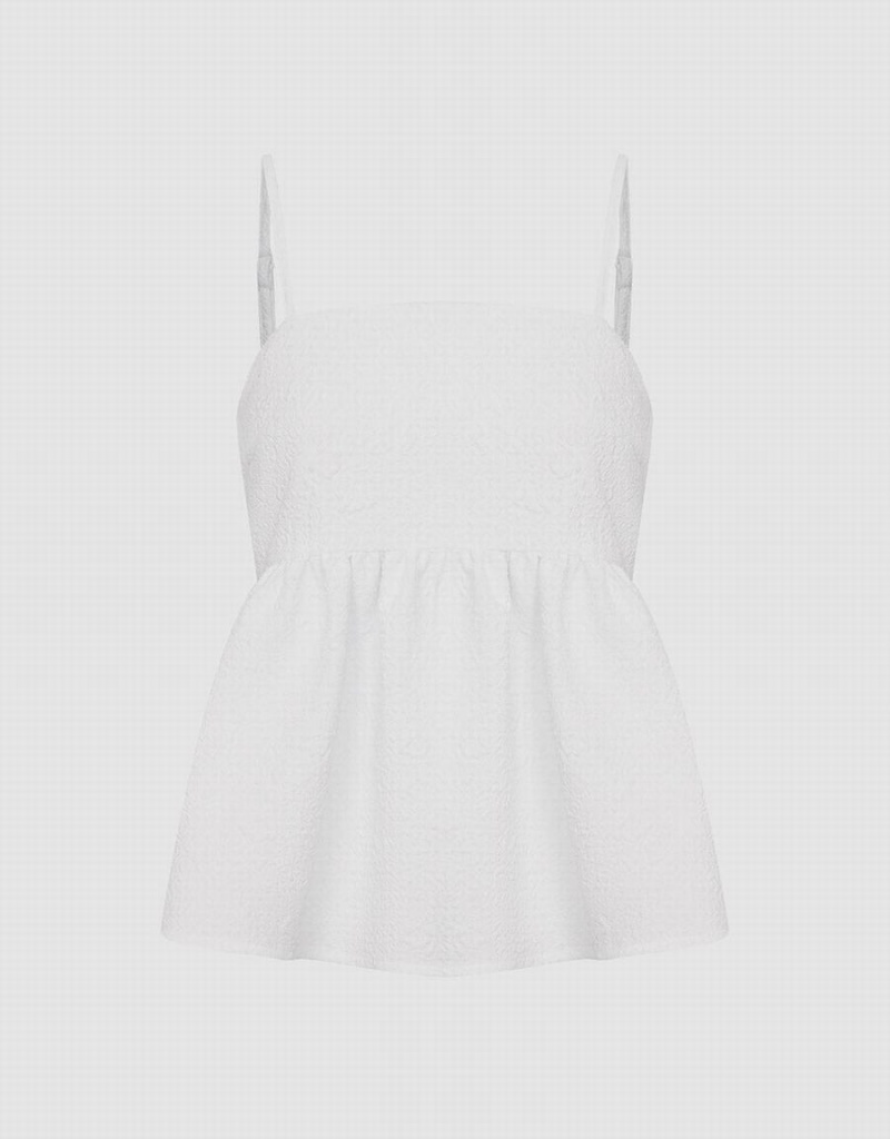 Debardeur Urban Revivo Ruffle Hem Cami Femme Blanche | SOK8478HH