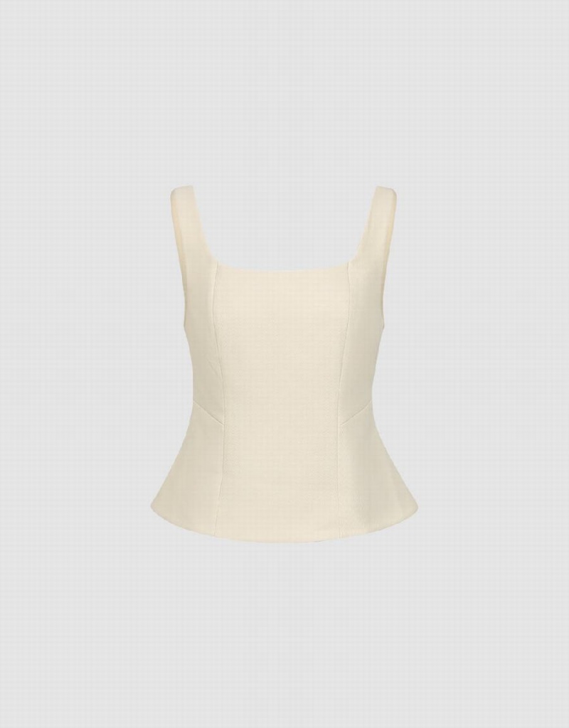 Debardeur Urban Revivo Square-cut Collar Cami Femme Blanche | KST5813BS