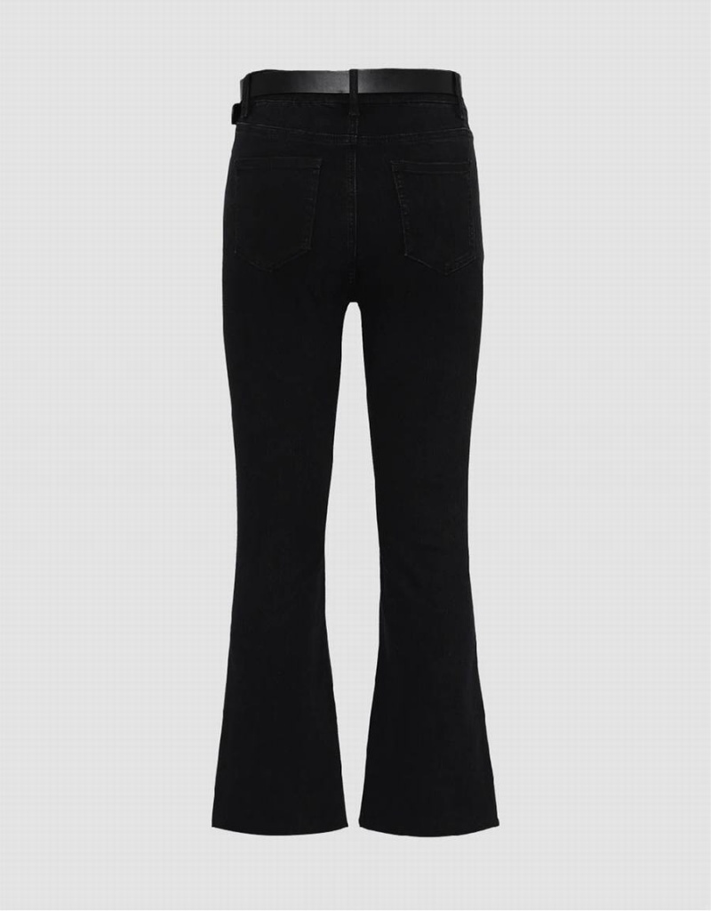 Jean Urban Revivo Flare With Belt Femme Noir | LNZ652NS