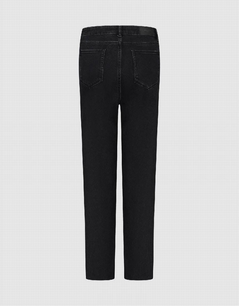 Jean Urban Revivo Raw Hem Droit Femme Noir | XFM8433ZJ