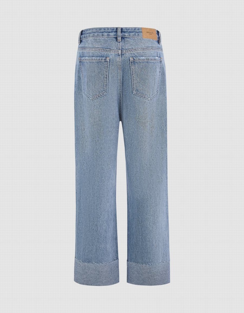 Jean Urban Revivo Ripped Droit Femme Bleu | HTF2440VJ