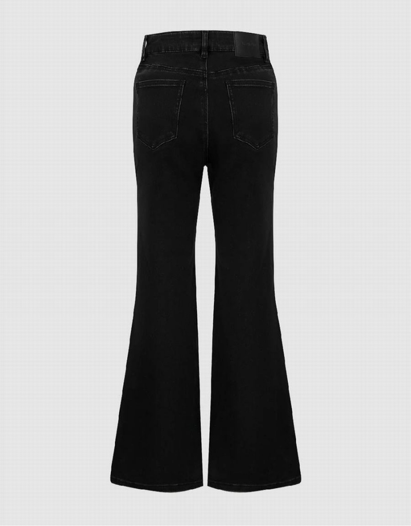 Jean Urban Revivo Split Hem Flare Femme Noir | LVN3817AJ