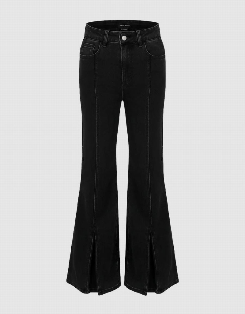 Jean Urban Revivo Split Hem Flare Femme Noir | LVN3817AJ