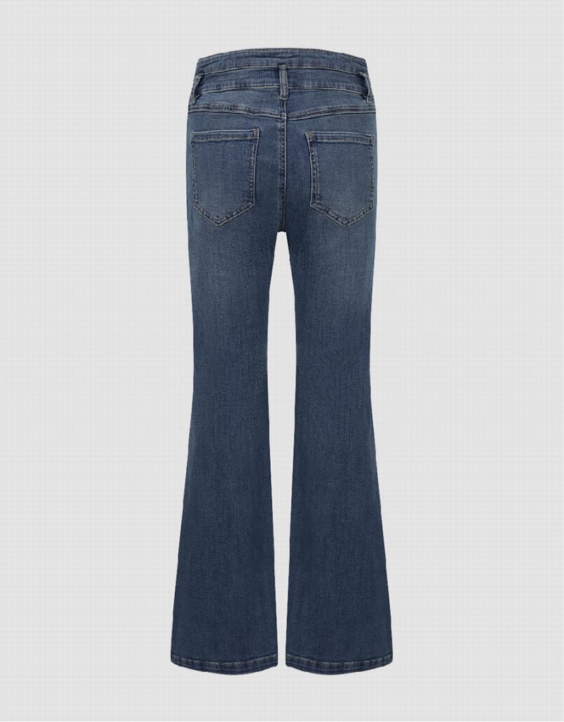 Jean Urban Revivo Split Hem Flare Femme Bleu | FIN4971WA