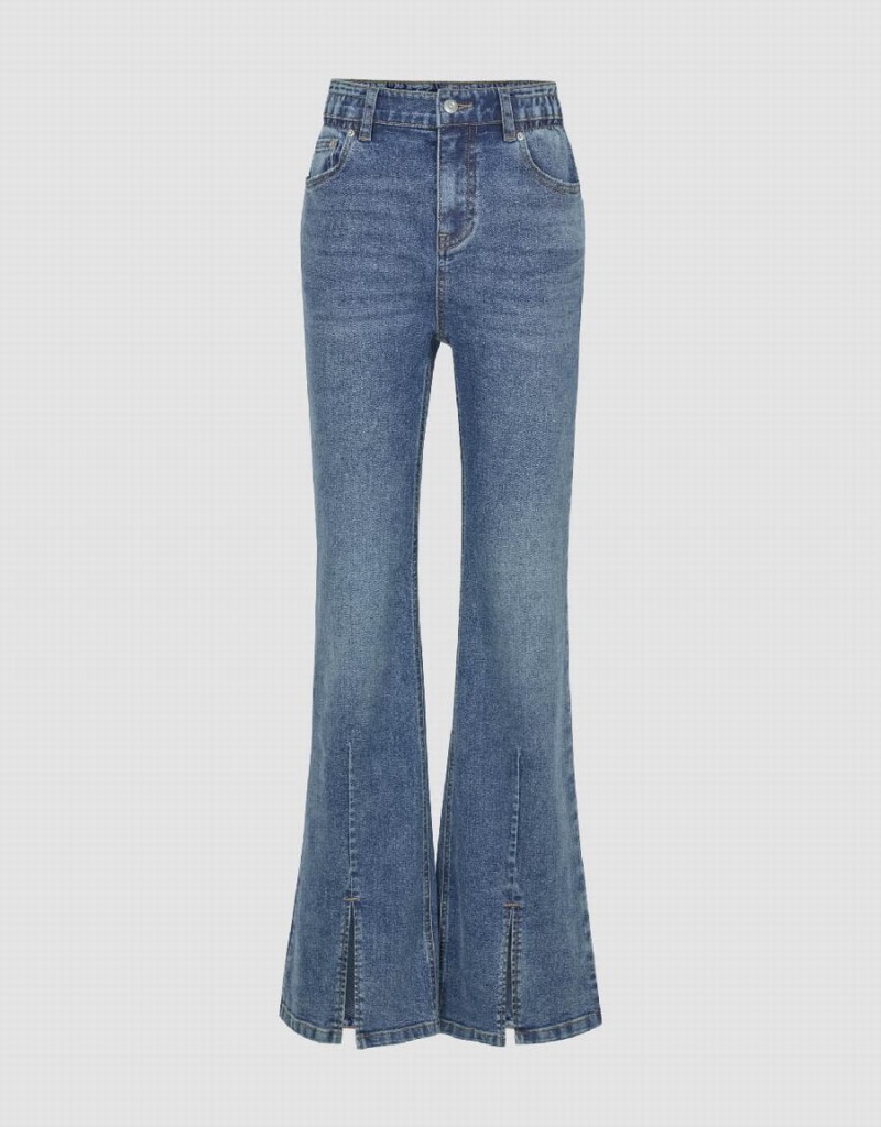 Jean Urban Revivo Split Hem Flare Femme Bleu | DAG6458RN