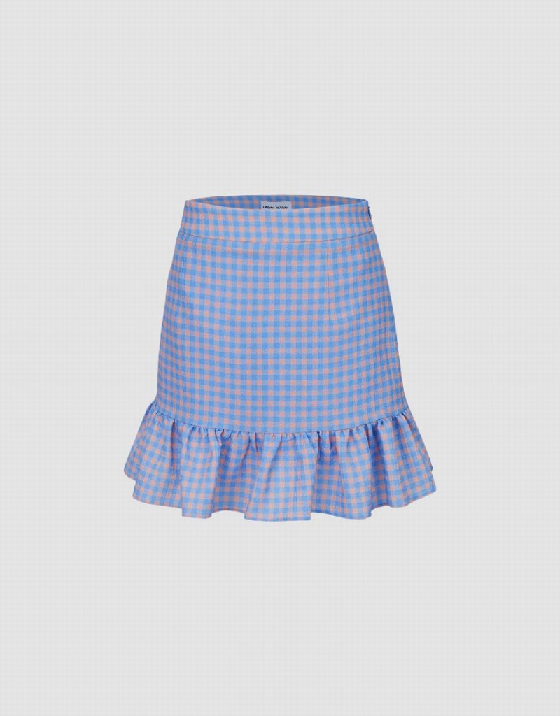 Jupes Urban Revivo Checkered Mini A-Line Checkered Femme Bleu | FKR6041AO