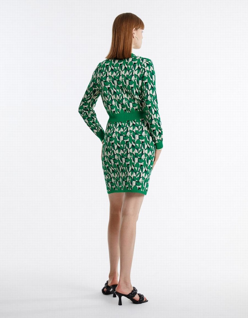 Jupes Urban Revivo Geometric Print Tricoté Femme Vert | YTA1350AB