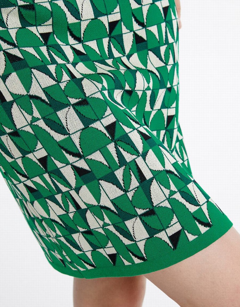 Jupes Urban Revivo Geometric Print Tricoté Femme Vert | YTA1350AB