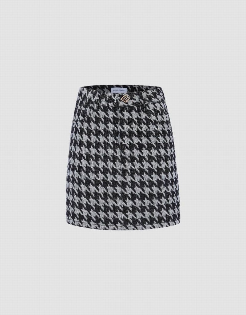 Jupes Urban Revivo Houndstooth Mini A-Line Denim Femme Grise | FJN6198HZ