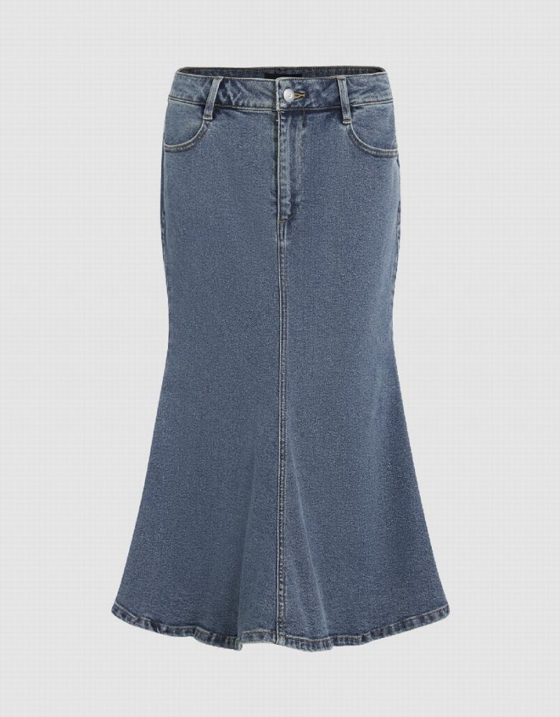 Jupes Urban Revivo Midi Fishtail Denim Femme Bleu | VQC4369SA