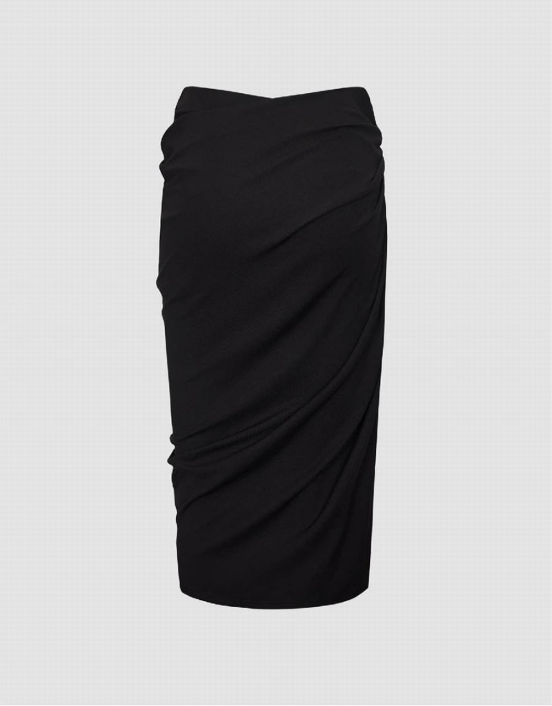 Jupes Urban Revivo Midi Wrapped Fishtail Femme Noir | NIS7640PT