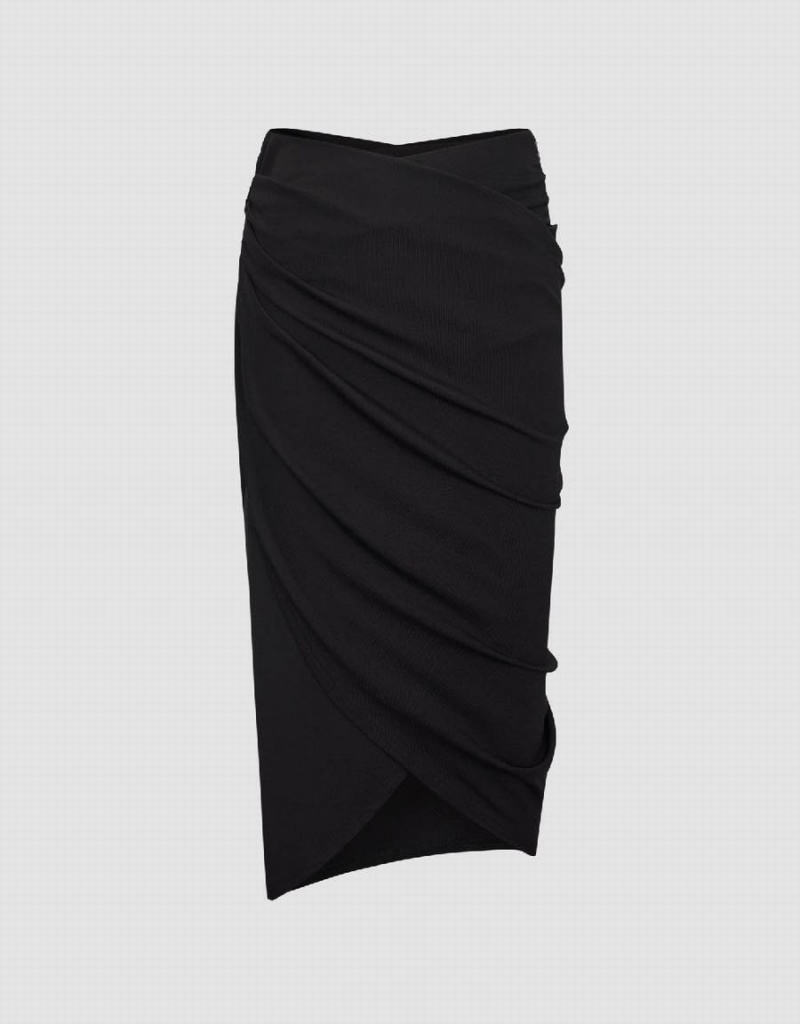 Jupes Urban Revivo Midi Wrapped Fishtail Femme Noir | NIS7640PT