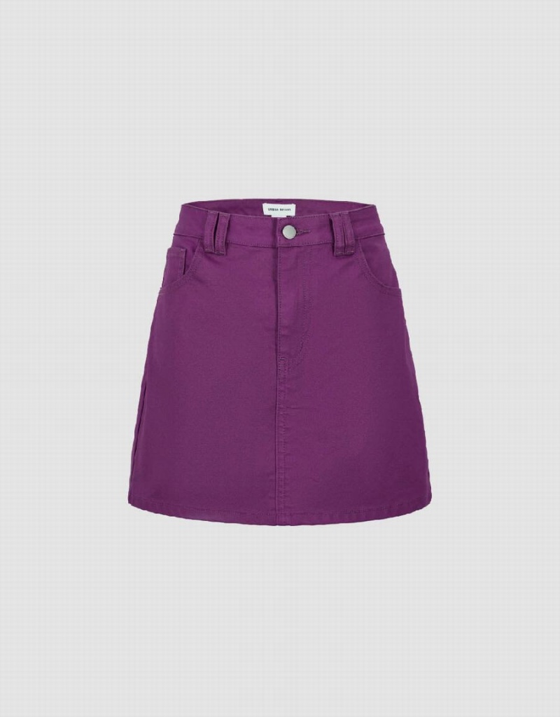 Jupes Urban Revivo Mini A-Line Denim Femme Violette | GFX4752FB