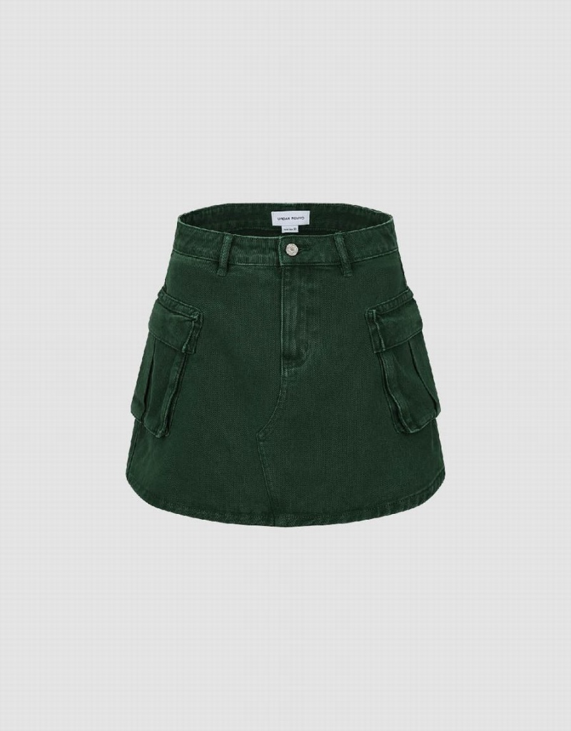 Jupes Urban Revivo Mini A-Line Denim Femme Vert | IYX4042EP