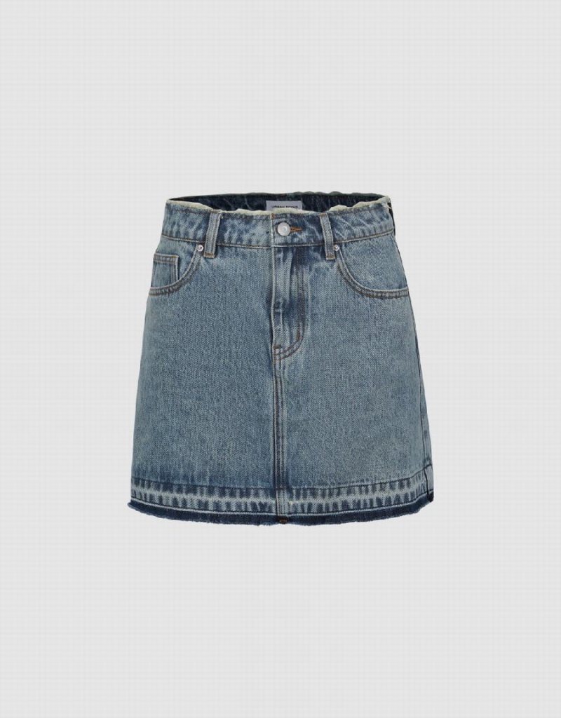 Jupes Urban Revivo Mini A-Line Denim Femme Bleu | XXH4033RQ