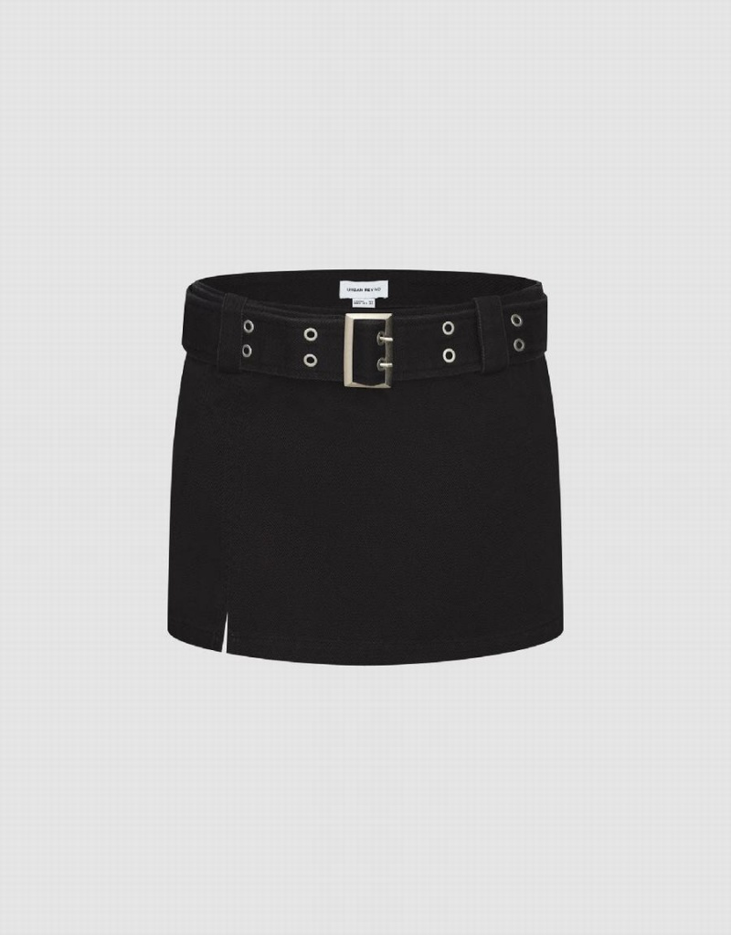 Jupes Urban Revivo Mini A-Line With Belt Femme Noir | BWC10015EV