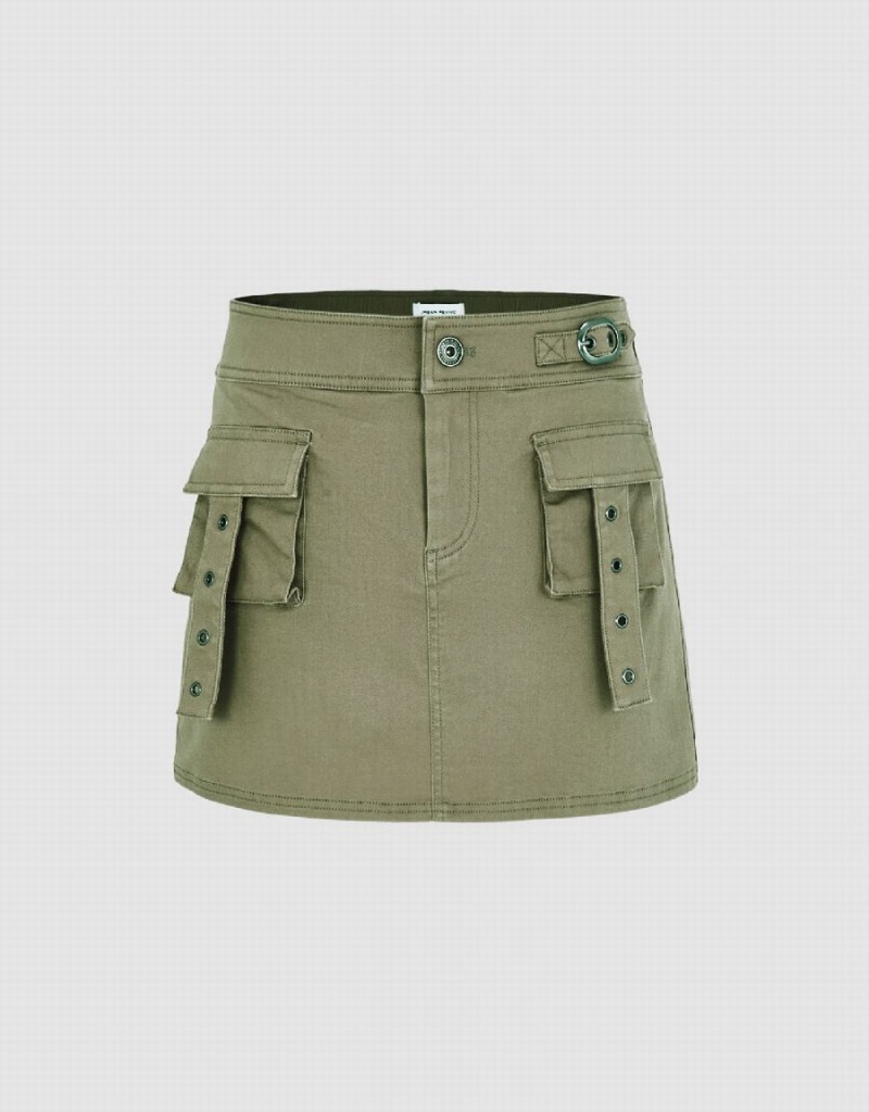 Jupes Urban Revivo Mini A-Line With Pockets Femme Vert | PXT2146HS