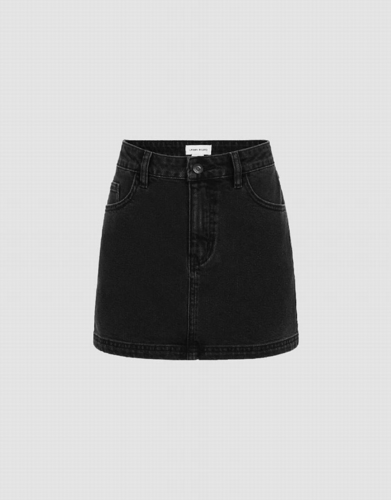 Jupes Urban Revivo Mini Droit Denim Femme Noir | GJY152KI