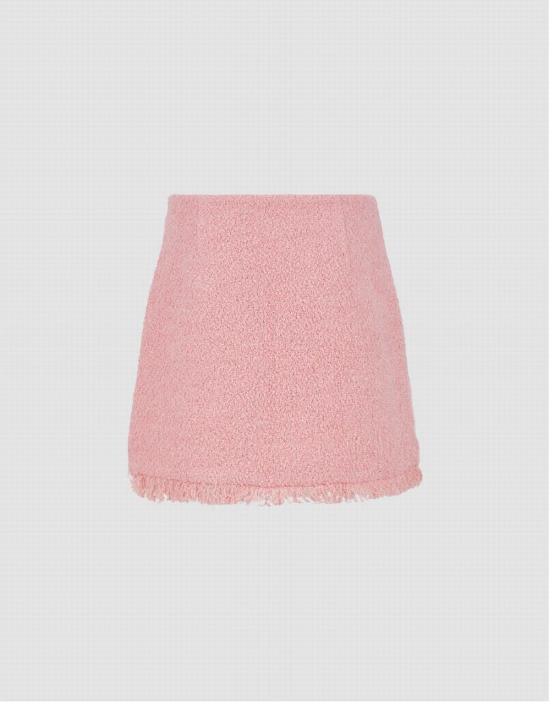 Jupes Urban Revivo Raw Hem Tweed Mini A-Line Femme Rose | JIY8366UB