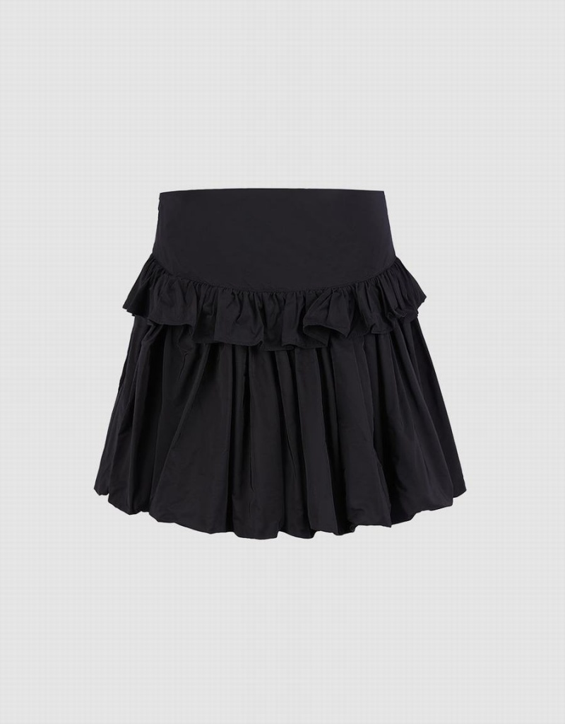 Jupes Urban Revivo Ruffled Ruched Femme Noir | ERT4173IG