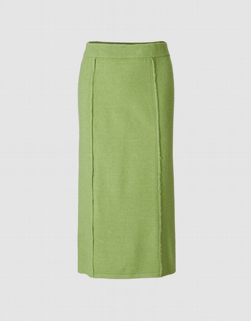 Jupes Urban Revivo Stitch Detail Tricoté Midi Femme Vert | OKX866DP