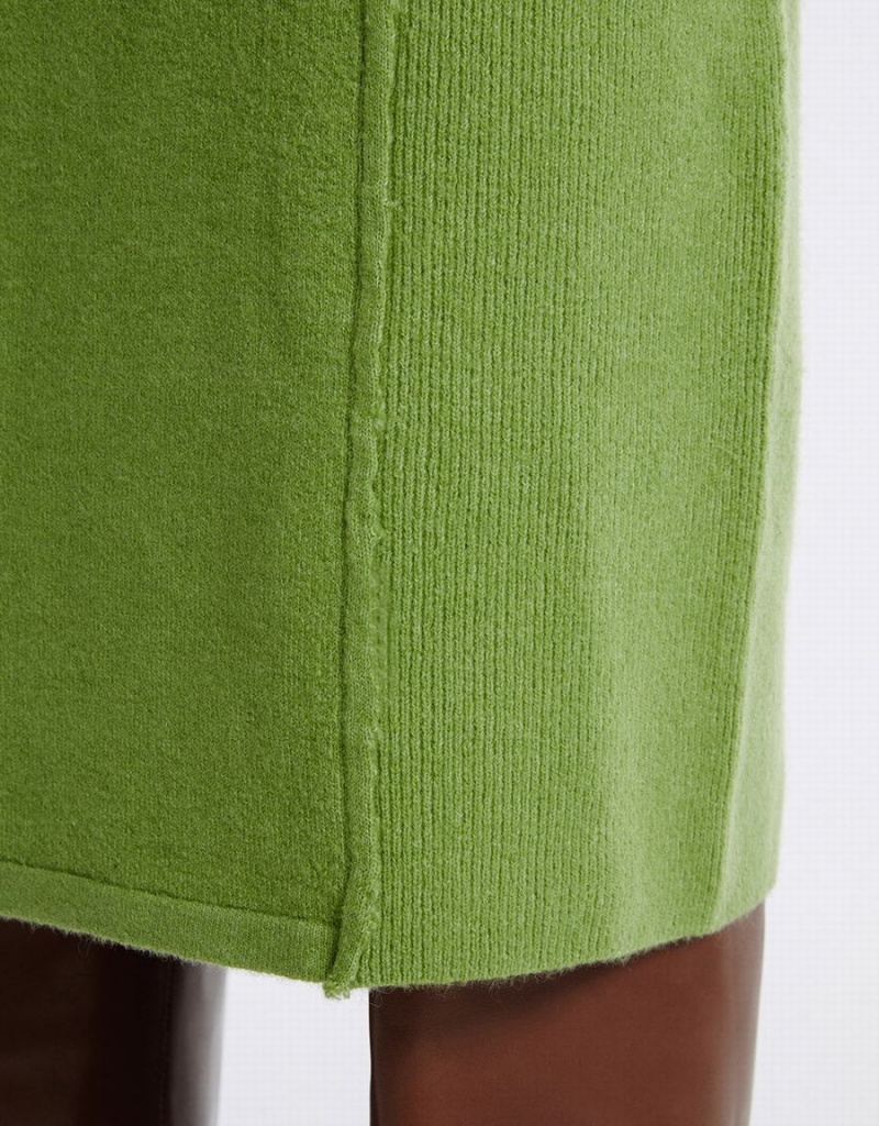 Jupes Urban Revivo Stitch Detail Tricoté Midi Femme Vert | OKX866DP